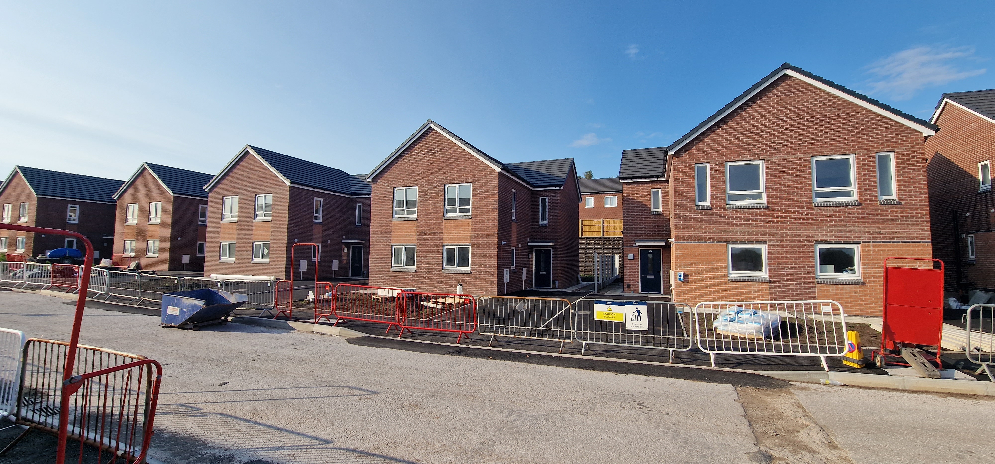 Residential properties and external works during construction at Halton Court