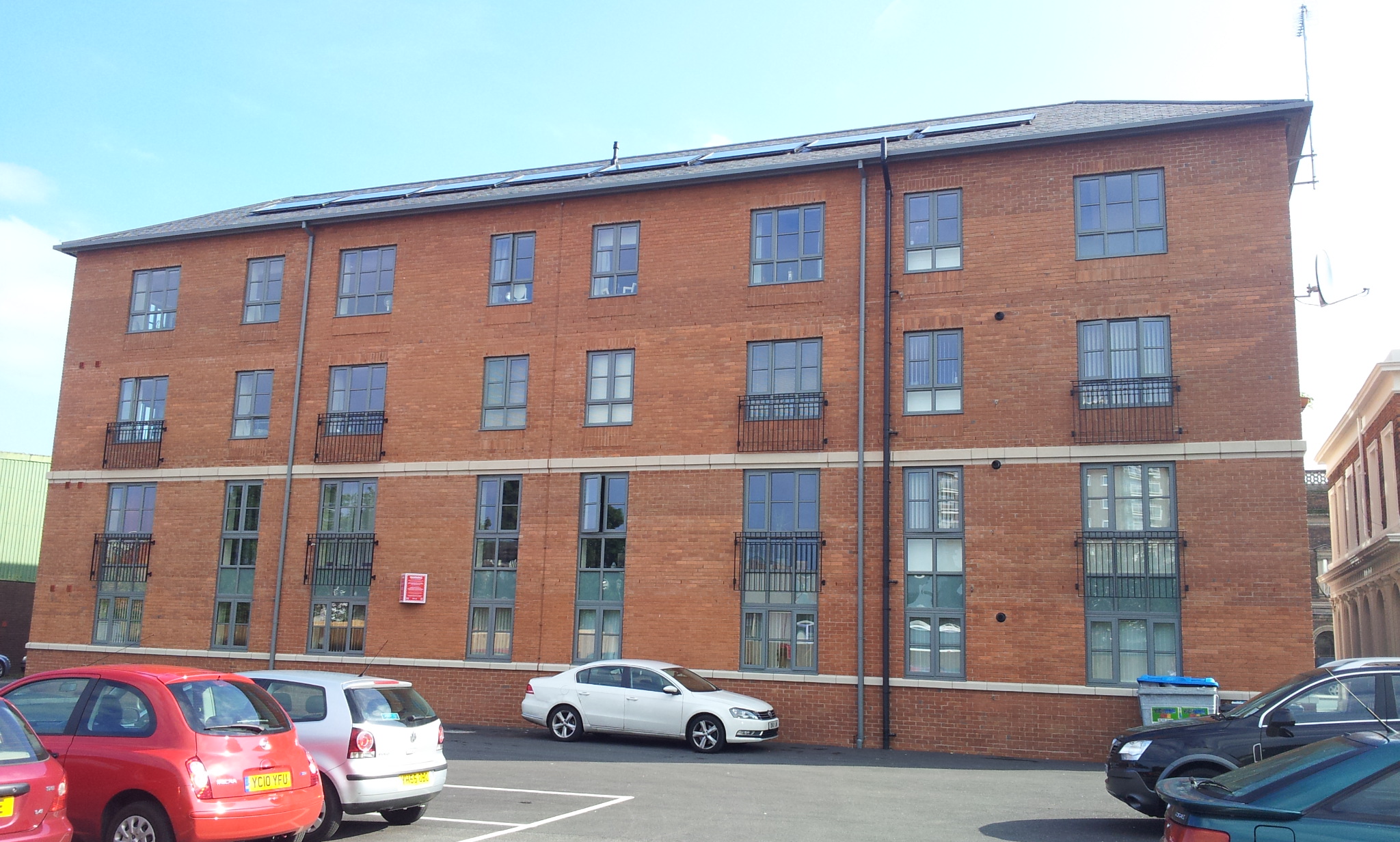 New residential elevation and balconies at Old Post Office, Chester