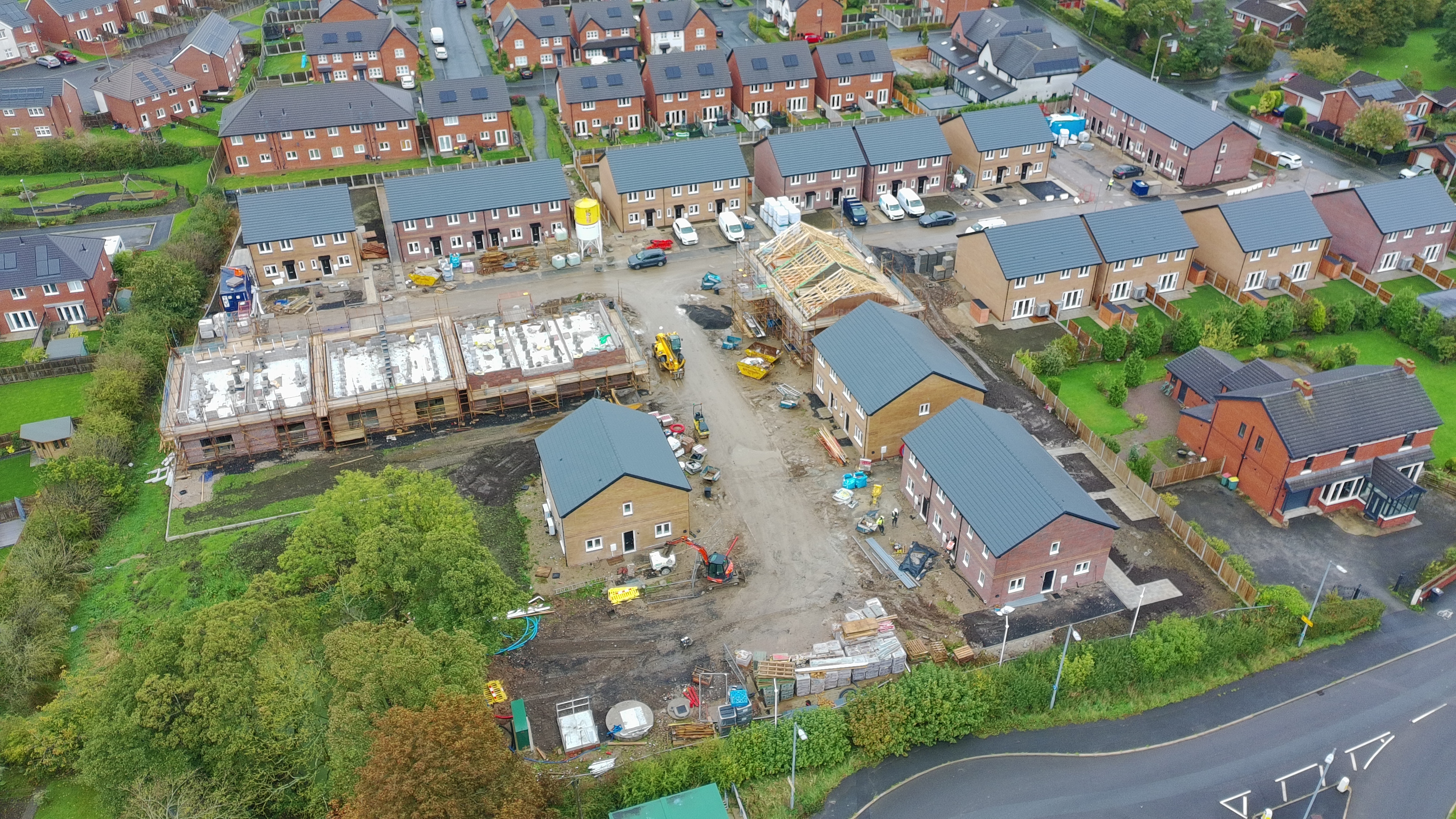 Aerial overview of the development during construction at The Orchids